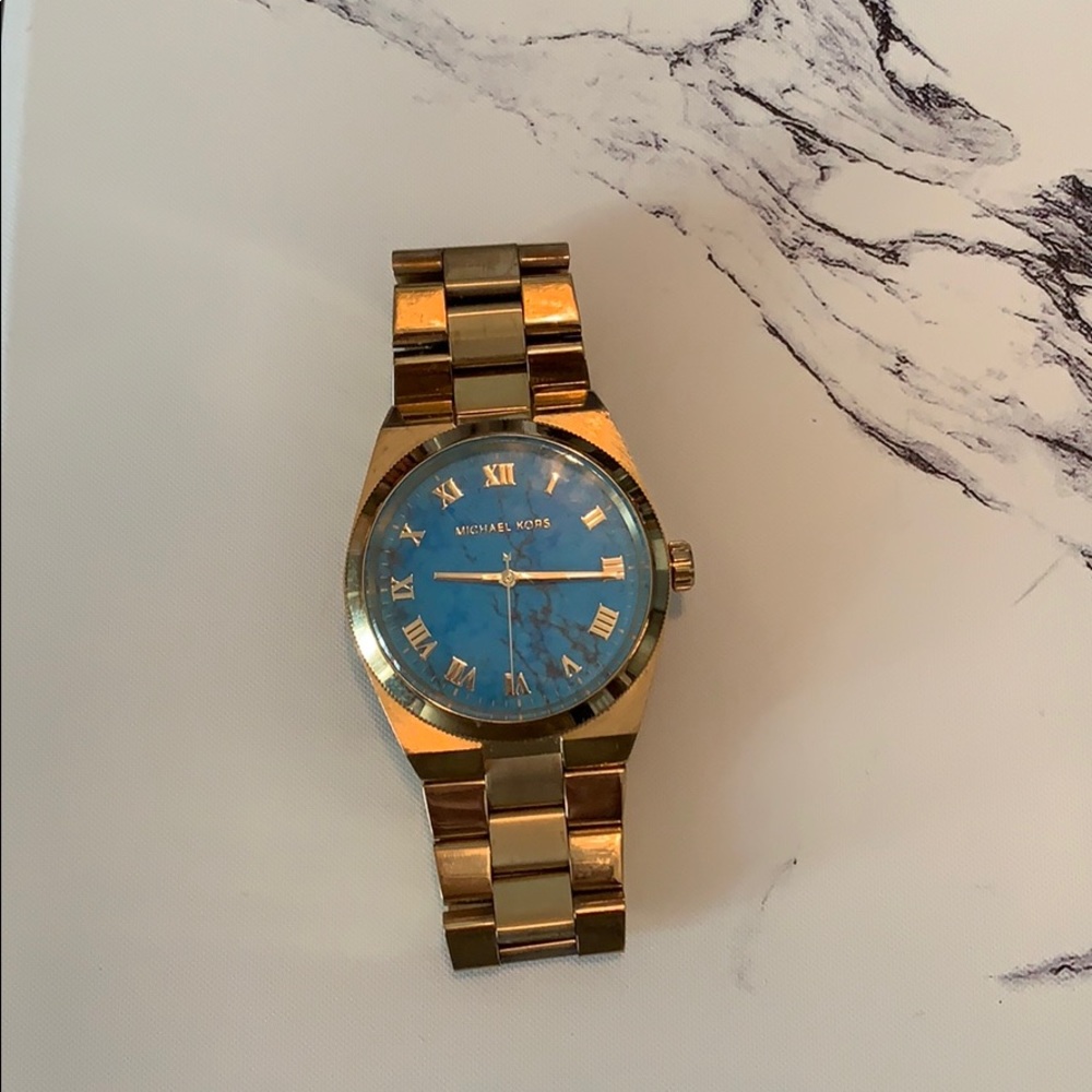 Michael Kors blue marble face watch
